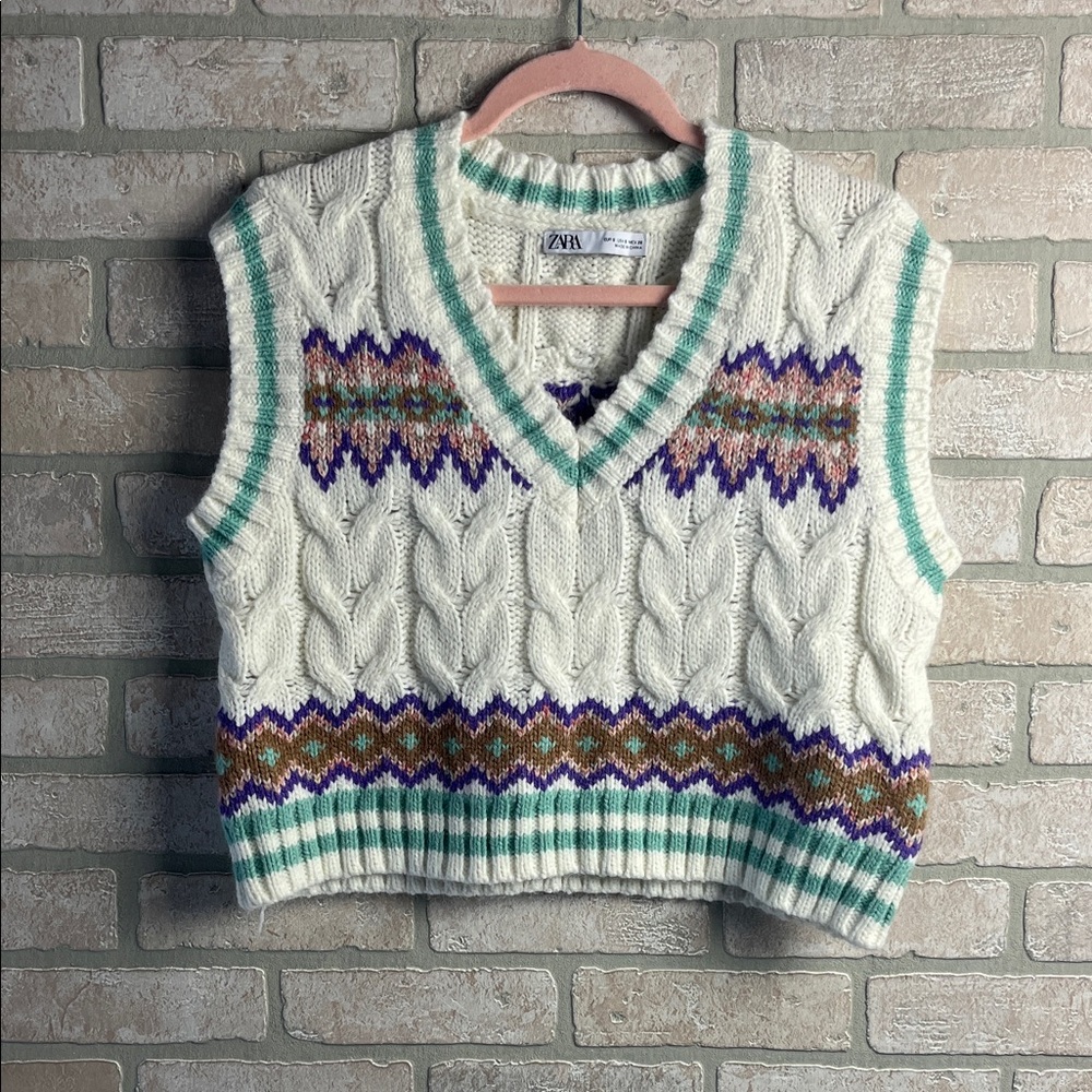 Zara Cable Knit Vest- Size S